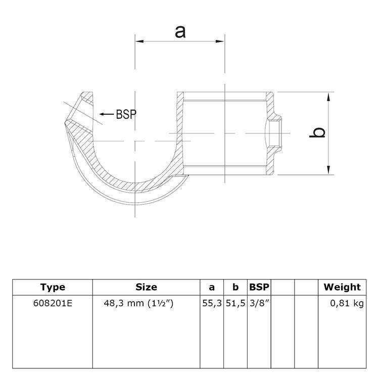 Buiskoppeling Open kruisstuk met inleg-E / 48,3 mm